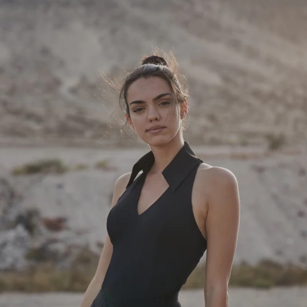 WISKII Black Collar Tank with built in bra